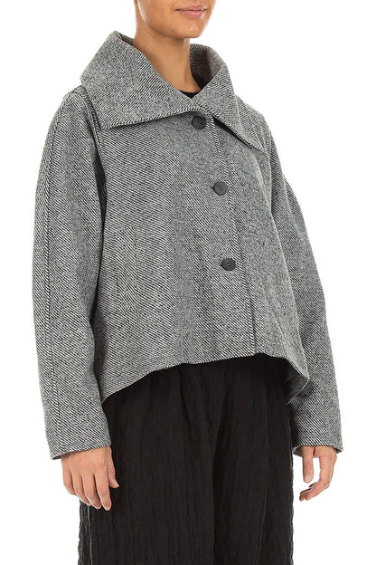 Collar Neck Soft Grey Wool Jacket 3