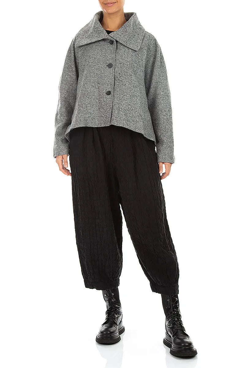 Collar Neck Soft Grey Wool Jacket 4
