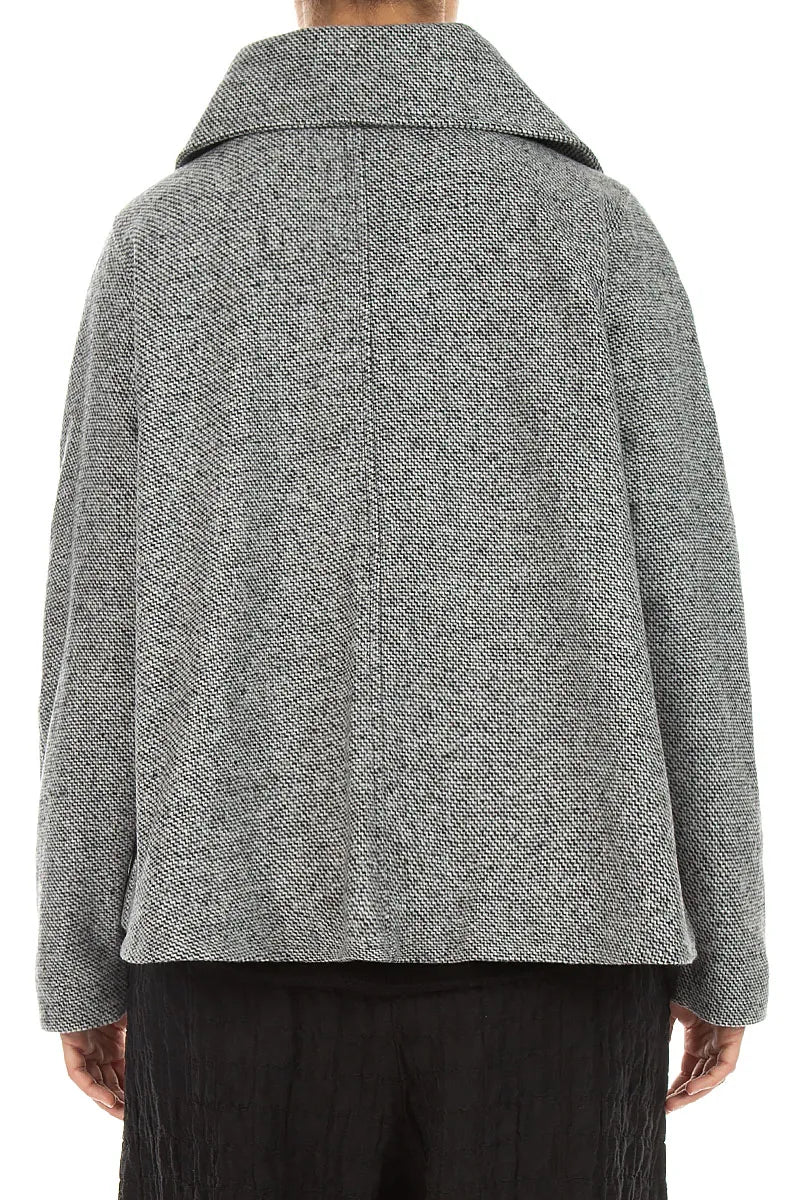 Collar Neck Soft Grey Wool Jacket 2
