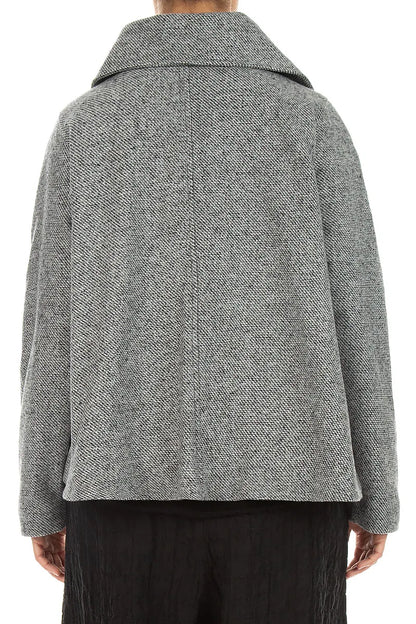 Collar Neck Soft Grey Wool Jacket 2