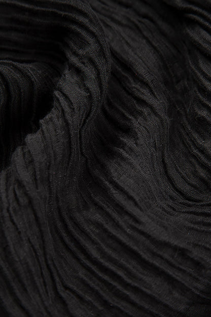 Cowl Neck Crinkled Black Silk Blouse 5