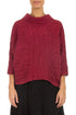 Cowl Neck Crinkled Ruby Silk Linen Blouse 1