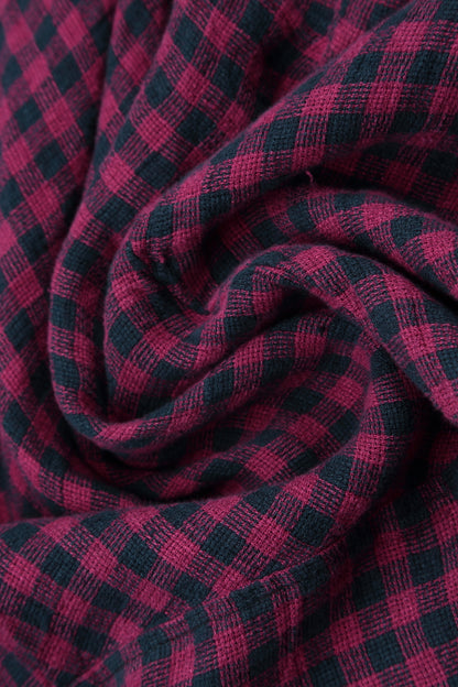 Cowl Neck Magenta Check Linen Blouse 5