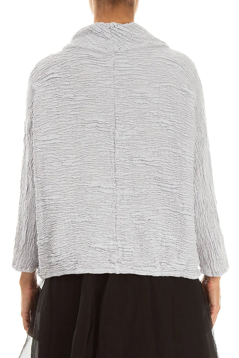 Cowl Neck Pearl Grey Textured Silk Linen Blouse