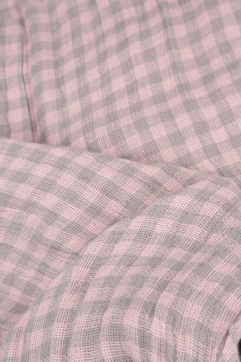 Cowl Neck Pink Check Linen Midi Dress 5