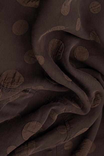 Cowl Neck Truffle Brown Bubble Silk Cotton Blouse 6