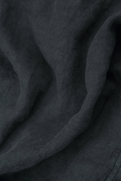 Cropped Loose Graphite Linen Trousers 4