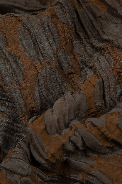 Cropped Taper Truffle Brown Circle Silk Linen Trousers