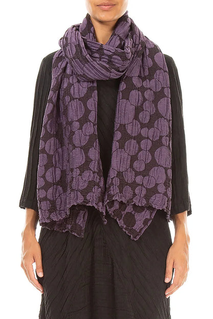 Deep Plum Circle Silk Linen Scarf