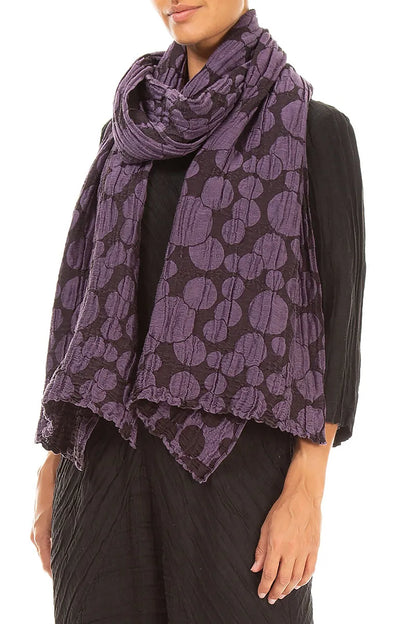 Deep Plum Circle Silk Linen Scarf