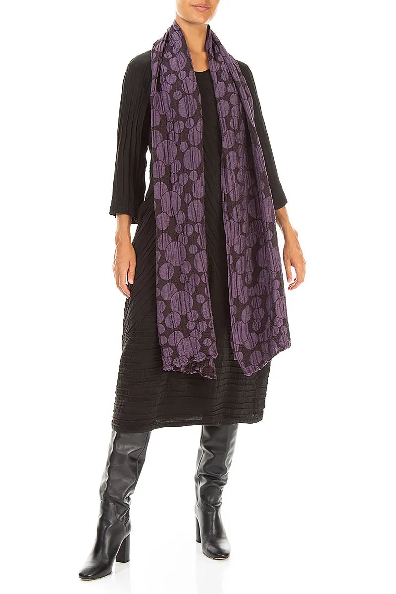 Deep Plum Circle Silk Linen Scarf