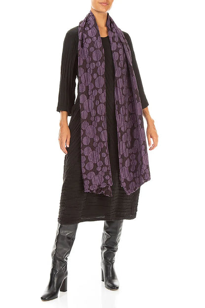 Deep Plum Circle Silk Linen Scarf