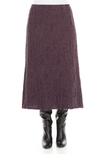 Deep Plum Textured Silk Linen Pencil Skirt