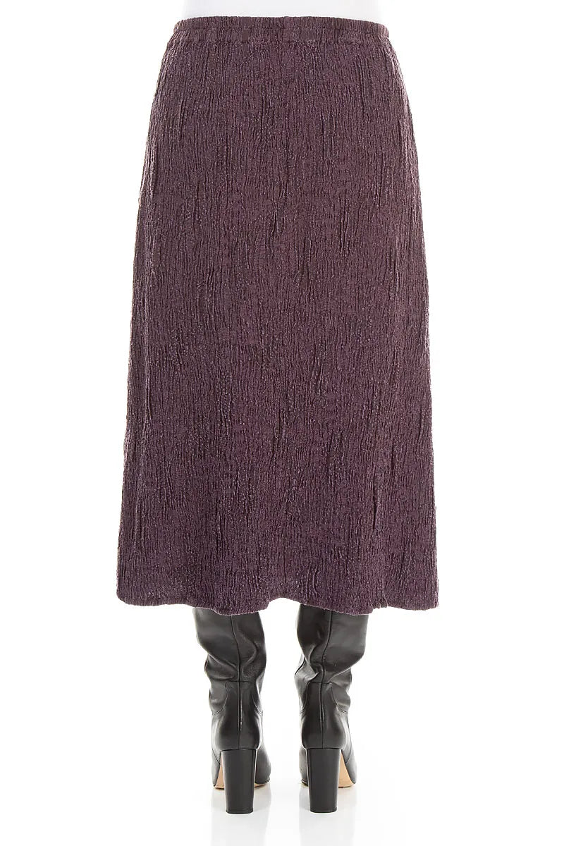 Deep Plum Textured Silk Linen Pencil Skirt