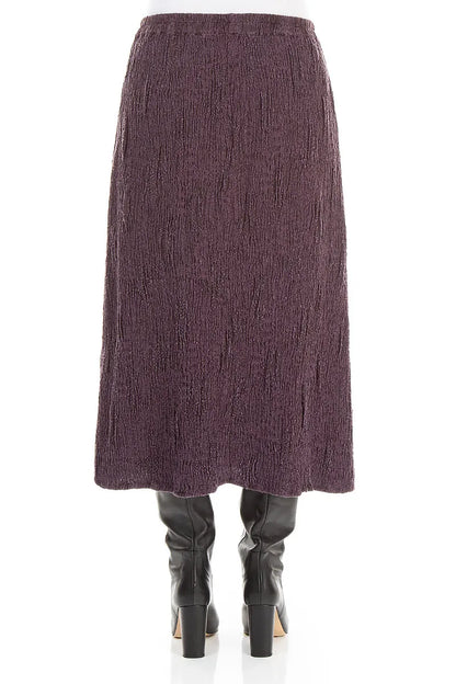 Deep Plum Textured Silk Linen Pencil Skirt