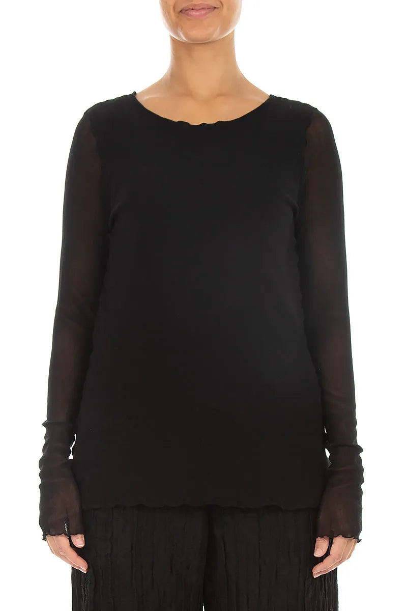 Double Layer Black Mesh Soft Cotton Top 1