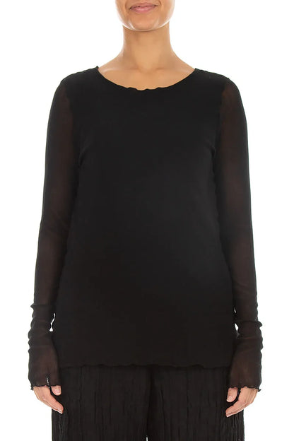 Double Layer Black Mesh Soft Cotton Top 1