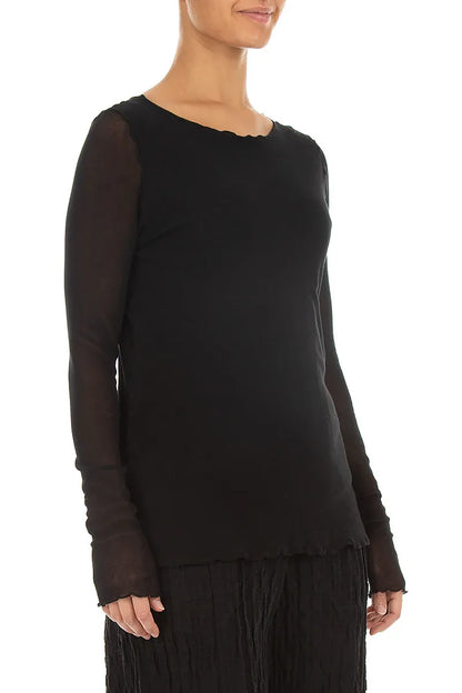 Double Layer Black Mesh Soft Cotton Top 3