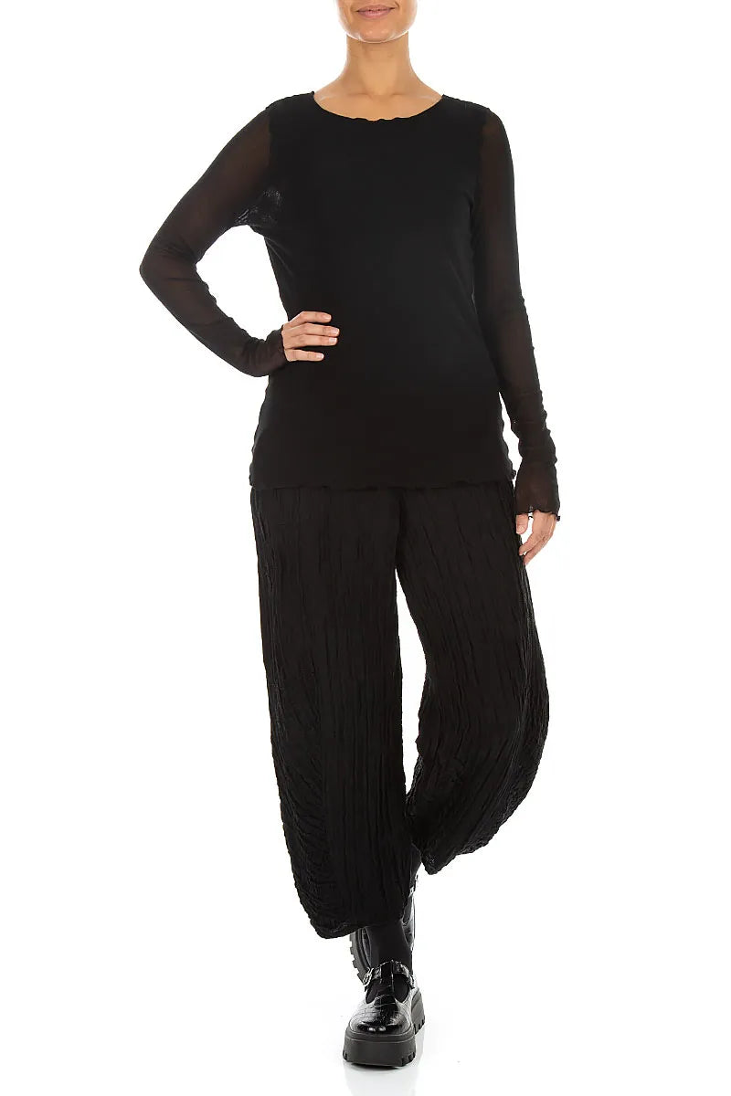 Double Layer Black Mesh Soft Cotton Top 4