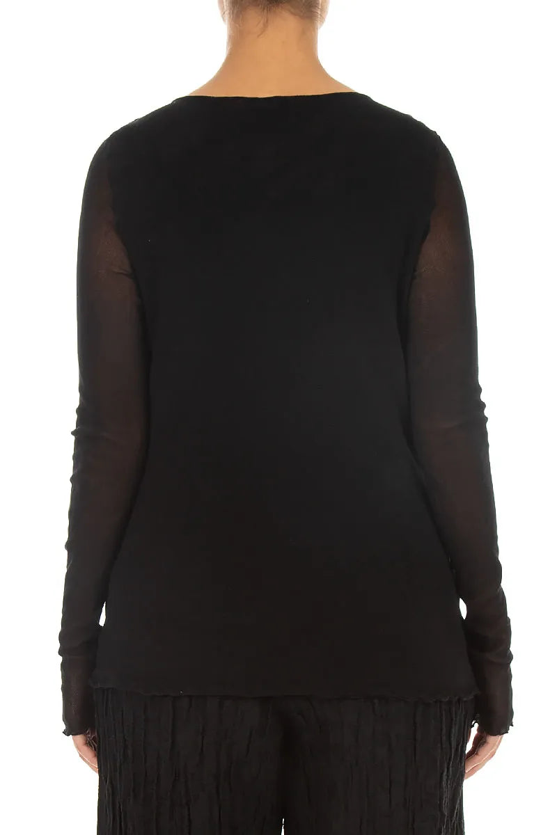 Double Layer Black Mesh Soft Cotton Top 2
