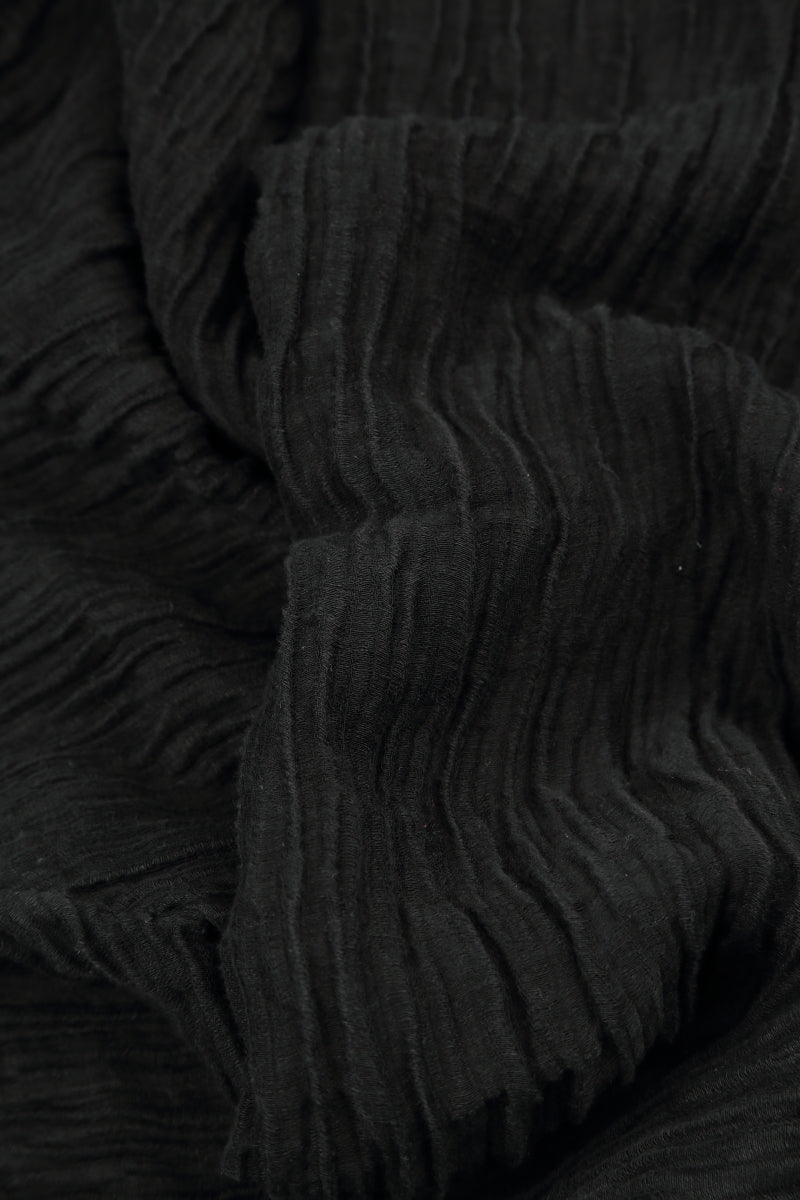 Draped Black Crinkled Silk Skirt 5
