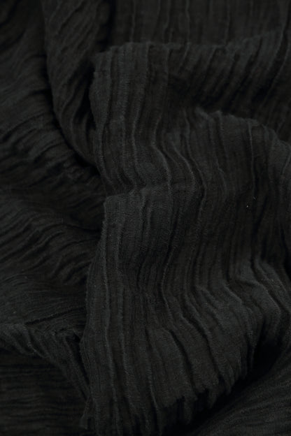 Draped Black Crinkled Silk Skirt 5