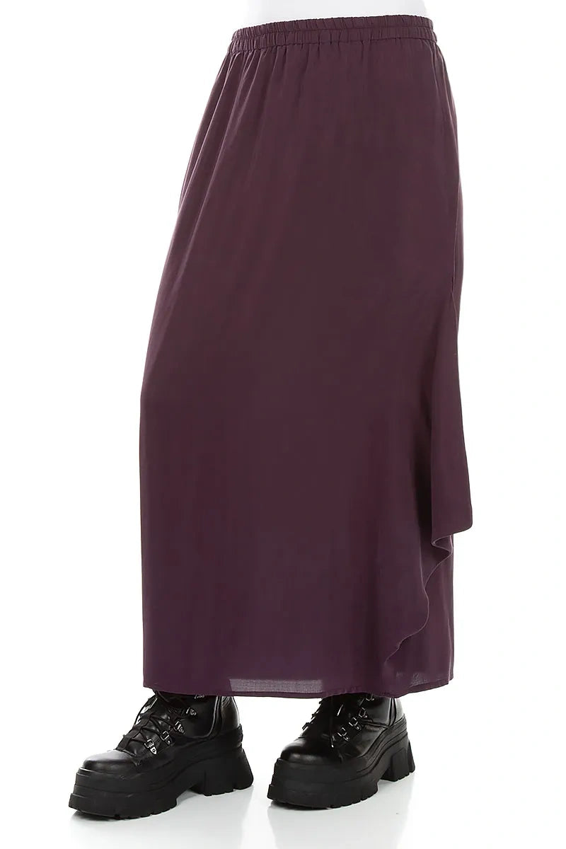 Draped Deep Plum Silk Bamboo Skirt