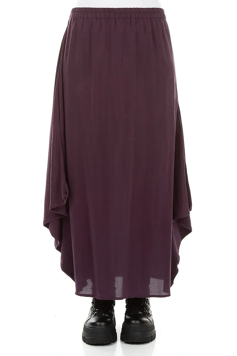 Draped Deep Plum Silk Bamboo Skirt