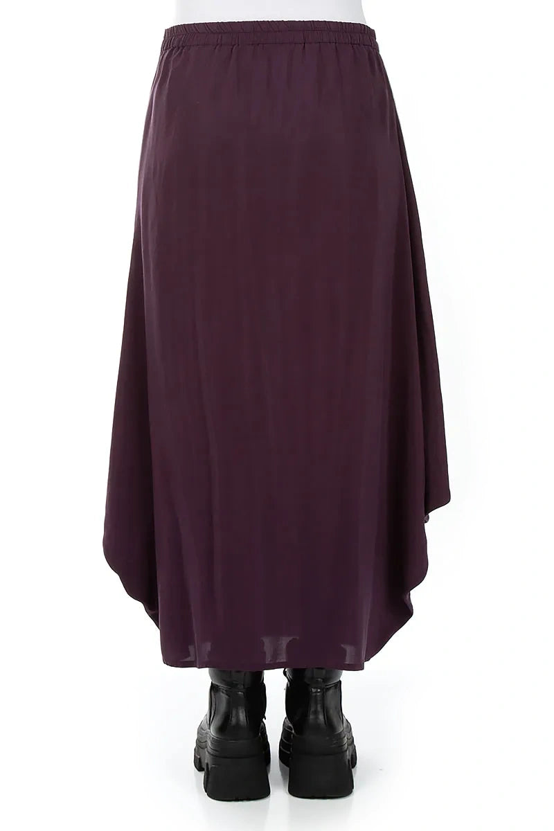 Draped Deep Plum Silk Bamboo Skirt
