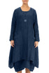 Dropped Edge Crinkled Navy Silk Linen Jacket 1