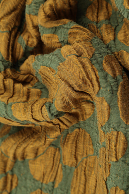 Dropped Edge Golden Olive Circle Silk Linen Jacket 5