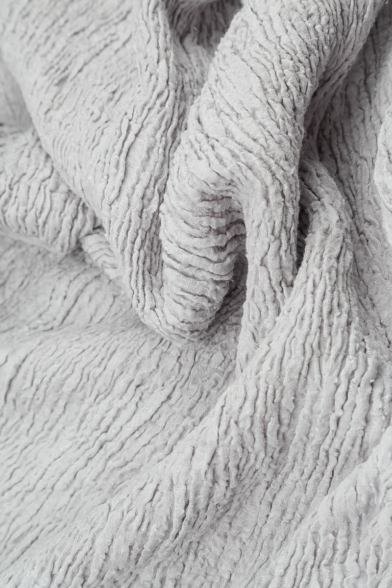 Dropped Edge Pearl Grey Textured Silk Linen Tunic