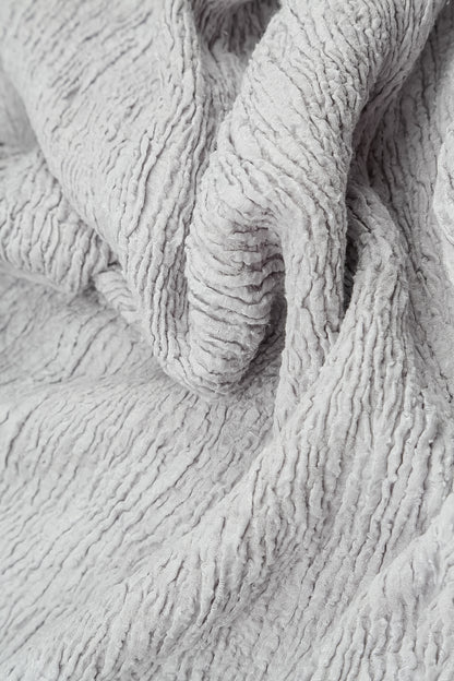 Dropped Edge Pearl Grey Textured Silk Linen Tunic