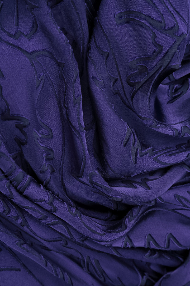 Dropped Edge Royal Purple Devoré Feather Silk Tunic 5