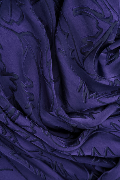 Dropped Edge Royal Purple Devoré Feather Silk Tunic 5