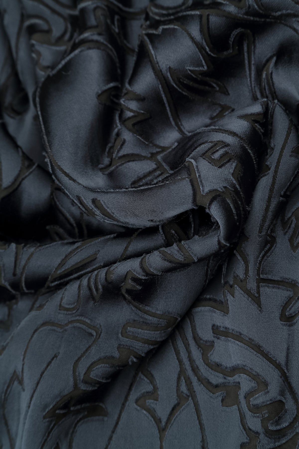 Dropped Edge Slate Devoré Feather Silk Tunic