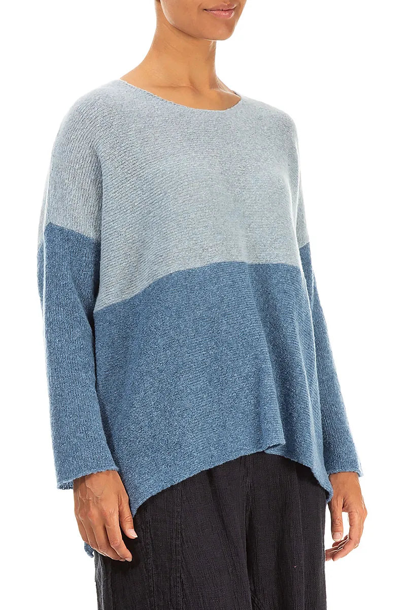 Dual Silver &amp; Petrol Blue Wool Sweater 3