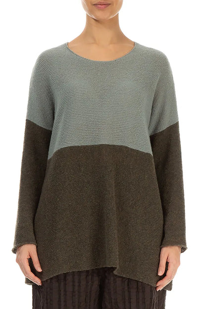 Dual Khaki &amp; Pistachio Wool Sweater 1