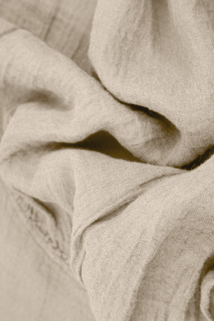 Flared Beige Crêpe Linen Skirt 6