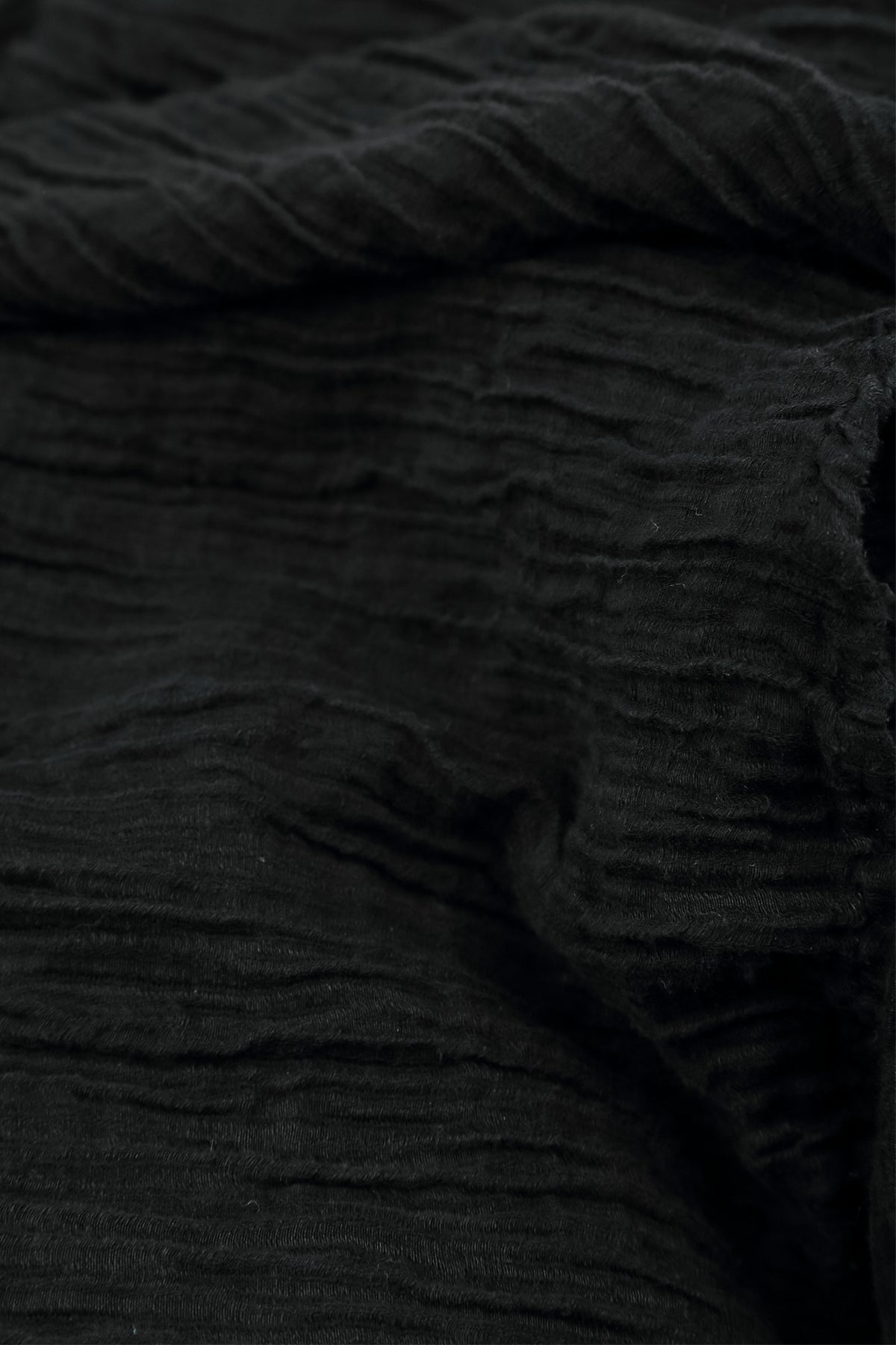 Flared Black Crinkled Silk Skirt
