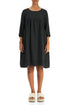 Flared Black Crêpe Linen Dress 1
