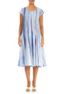 Flared Blue Wash Stripe Linen Dress 1