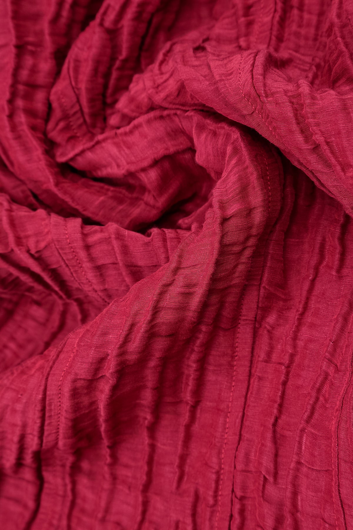 Flared Crinkled Ruby Silk Linen Shirt