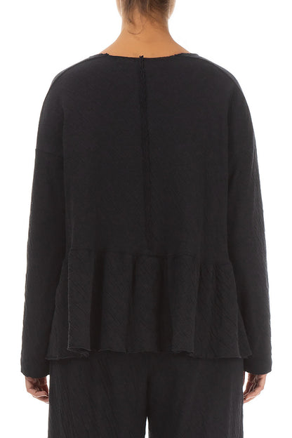 Flared Hem Grey Wavy Cotton Jumper 2