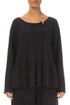 Flared Hem Grey Wavy Cotton Jumper 1