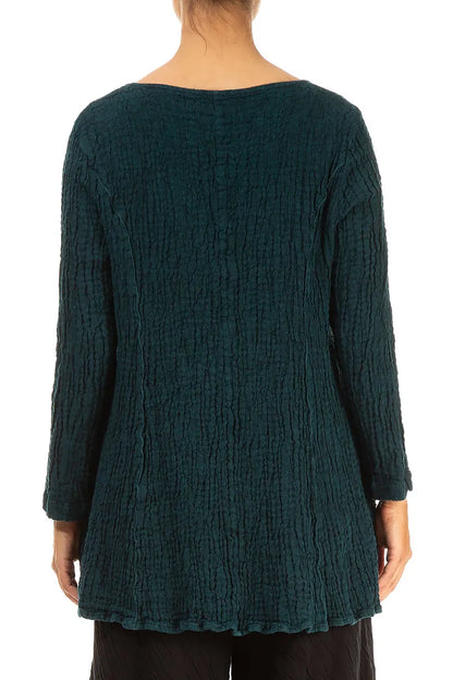 Flared Peacock Textured Linen Tunic 2
