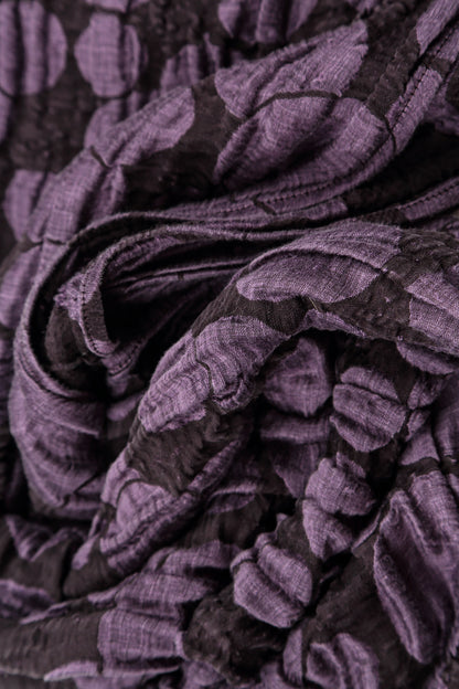 Flared Pockets Crinkled Deep Plum Circle Silk Linen Tunic