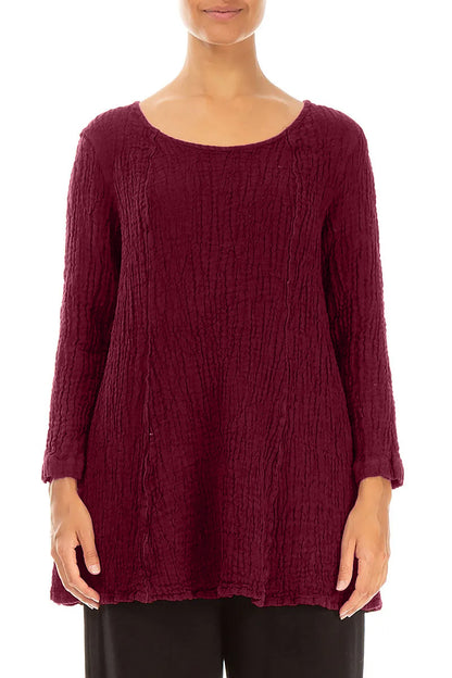 Flared Ruby Textured Linen Tunic 1