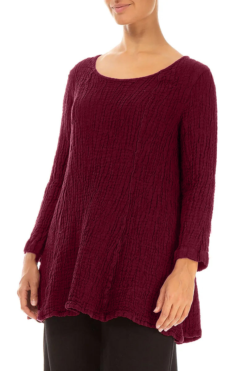 Flared Ruby Textured Linen Tunic 3