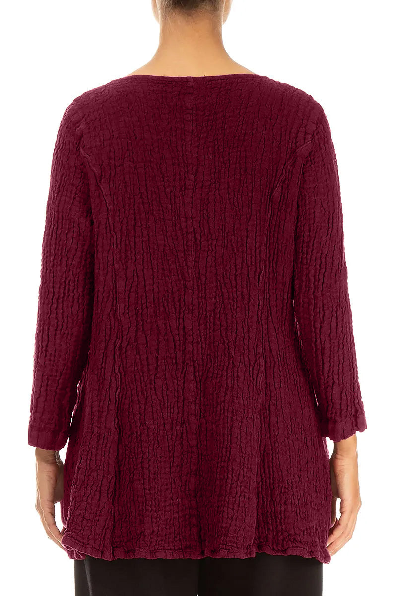 Flared Ruby Textured Linen Tunic 2